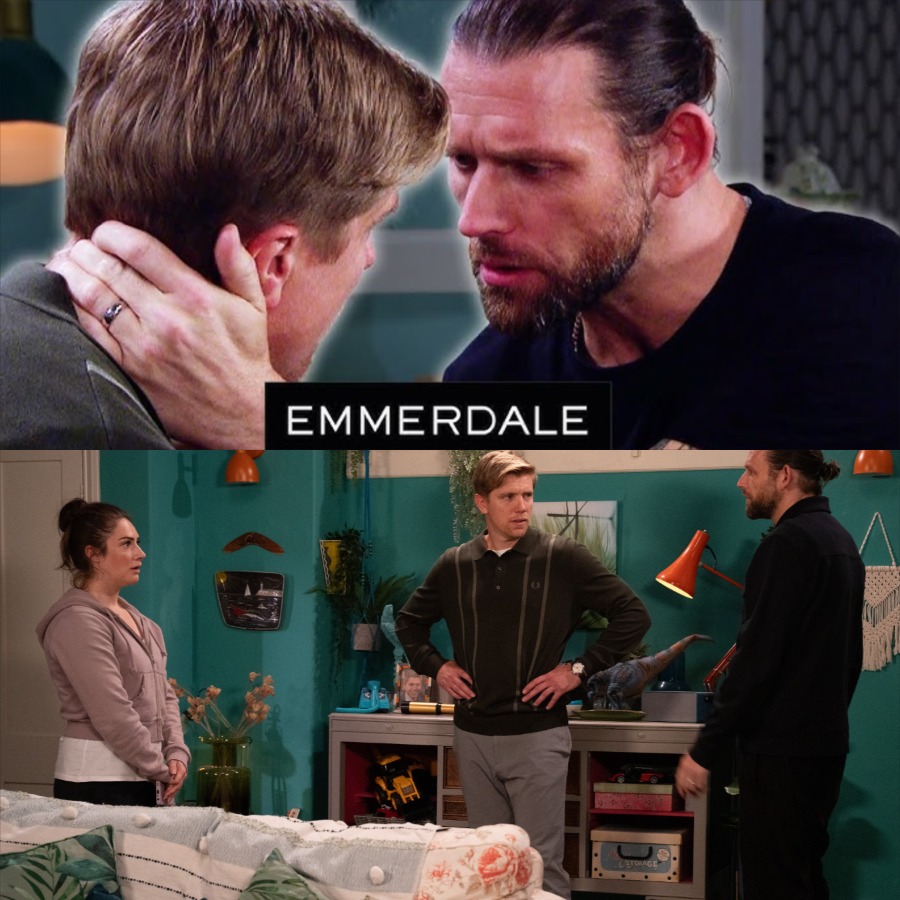 Emmerdale TRUTH: Kev and Robert are hiding a secret: they’re not really married at all, but partners in a scheme. Kev has been Robert’s informant, and now the time has come for Kev to help Robert expose everything! But what explosive information is Kev holding onto? –