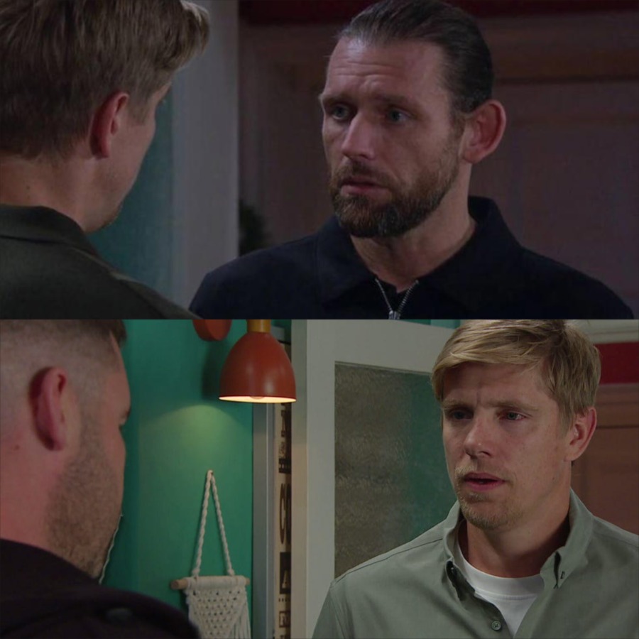 Emmerdale TRUTH: Kev and Robert are hiding a secret – they’re not actually married, but partners in a con. Kev has been Robert’s informant, and now it’s time for him to help expose everything! But what explosive truth is Kev holding back?