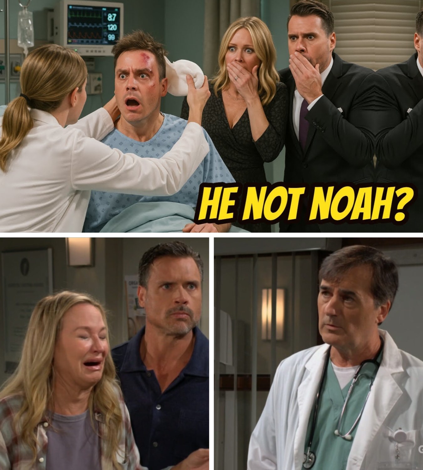 The doctor removed the bandage, Nick and Sharon panicked when they realized it wasn’t Noah Y&R Shock