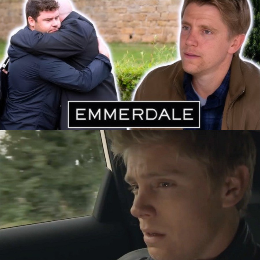 Robert breaks down in tears as Aaron walks away in the rain, shouting: “I love you, but you’re the worst kind of traitor I’ve ever known!” –