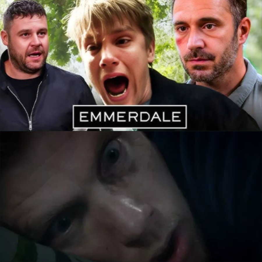 Aaron screams in Robert’s face: “How long have you let me live like a fool?” – while Kev stands behind, smirking coldly, eyes full of triumph. –