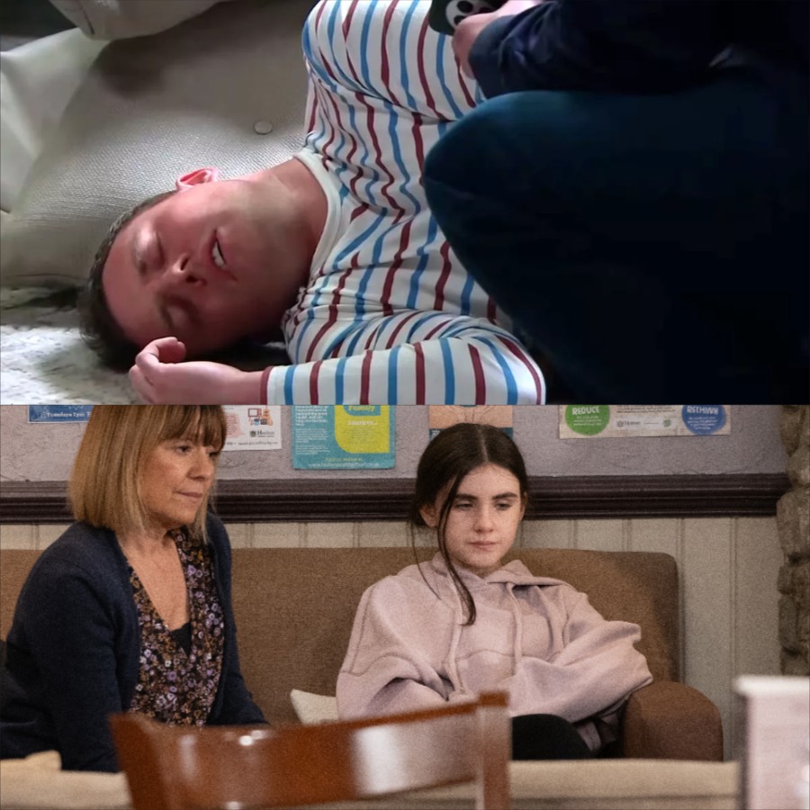 Anya takes Ruby to an old warehouse and points to a wall — where the words “The traitor will be buried here” are scrawled in blood. –